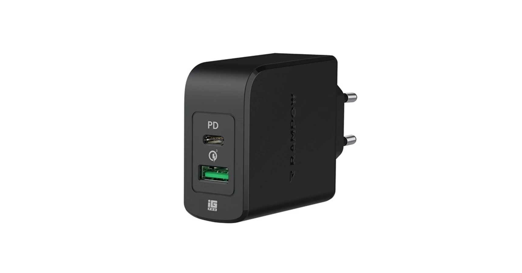 Adapter Rba Rampow RBA23 38W hálózati gyorstöltő adapter, PD+QC, USB+Type-C ...
