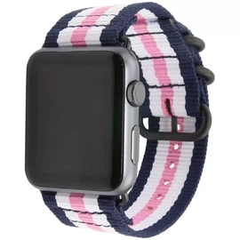 Xprotector XPRO Apple Watch szőtt műanyag szíj 42mm / 44mm / 45mm / 49mm rózsaszín / fekete csíkos