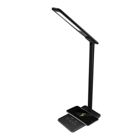 Xprotector Fényhőmérséklet szabályzós asztali lámpa vezetéknélküli telefontöltővel 5W, FEKETE 48LED