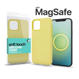 Xprotector XPRO MagSafe rögzítésű Soft Touch Szilikon tok Apple Iphone 13 Pro készülékhez - halvány citromsárga