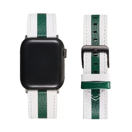 Xprotector XPRO Apple Watch bőr szíj Fehér / Sötétzöld 42mm/44mm/45mm/49mm