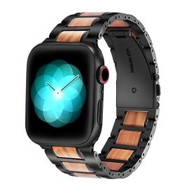 Xprotector XPRO Apple Watch rozsdamentes acél fa berakással szíj Fekete / Barna 42mm/44mm/45mm/49mm
