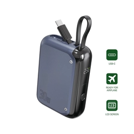 4smarts Pocket külső akkumulátor USB-C kábellel, 10000mAh, 30W, kék