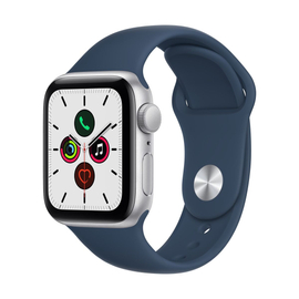Apple Watch SE GPS 44mm ezüst alumíniumtok, kék sportszíj