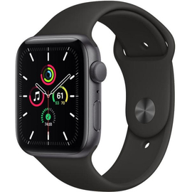 Apple Watch SE GPS – 44 mm-es asztroszürke alumíniumtok, fekete sportszíj