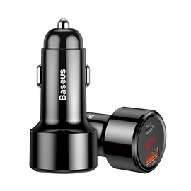 Baseus Magic autós töltő, USB-A + Type-C QC 4.0 PD 45W, fekete