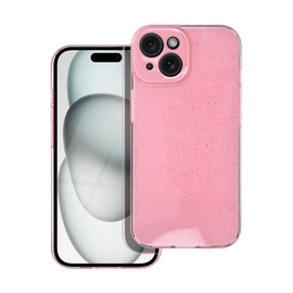 Clear 2mm Apple Iphone 15 csillámos tok, rózsaszín