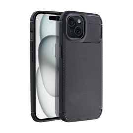 Forcell Carbon Premium hátlap tok, Apple iPhone 15 , fekete