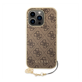 Guess 4G Charms Collection Apple iPhone 14 Pro Max hátlap tok, barna