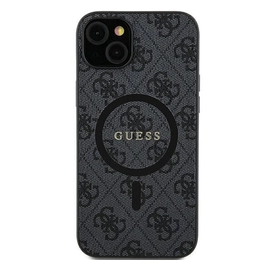 Guess 4G Collection Leather Metal Logo Samsung Galaxy S24 Ultra mágneses tok, fekete