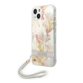 Guess Flower Strap Apple iPhone 14 Plus hátlap tok, lila
