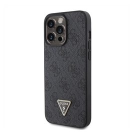 Guess Leather 4G Diamond Triangle Apple iPhone 15 Pro Max hátlap tok, fekete