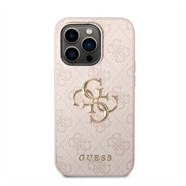 Guess PU 4G Metal Logo Apple iPhone 14 Pro hátlap tok, rózsaszín