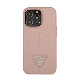 Guess Saffiano Triangle Apple iPhone 13 Pro hátlap tok, rózsaszín