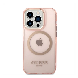 Guess Translucent MagSafe Apple iPhone 14 Pro hátlap tok, rózsaszín