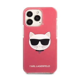 Karl Lagerfeld Choupette Head TPE szilikon hátlap tok Apple iPhone 13 Pro, rózsaszín