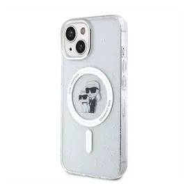 Karl Lagerfeld Karl&Choupette Glitter MagSafe Apple iPhone 15 hátlap tok, átlátszó