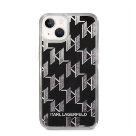 Karl Lagerfeld Liquid Glitter Monogram Apple iPhone 14 Plus hátlap tok, fekete