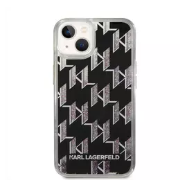 Karl Lagerfeld Liquid Glitter Monogram Apple iPhone 14 Plus hátlap tok, fekete