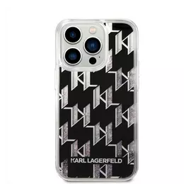 Karl Lagerfeld Liquid Glitter Monogram Apple iPhone 14 Pro hátlap tok, fekete