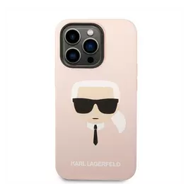 Karl Lagerfeld Silicone Karl`s Head Apple iPhone 14 Pro Magsafe hátlap tok, halvány rózsaszín