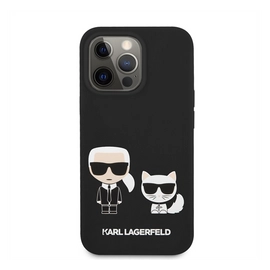 Karl Lagerfeld and Choupette Liquid szilikon hátlap tok Apple iPhone 13 Pro, fekete