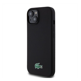 Lacoste Microfiber Croc Logo MagSafe iPhone 15 szilikon tok, fekete