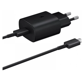 Samsung EP-TA800EBE kompatibilis hálózati töltő adapter + EP-DA905BBE Type-C kábel, 25W, fekete, (No logo)