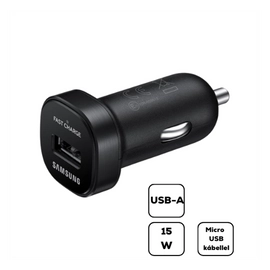 Samsung autós gyorstöltő adapter + microUSB kábel, 5V/2A, EP-LN930BBE, fekete