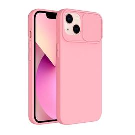 Slide Apple iPhone 13 Pro Max, kameravédős szilikon tok, rózsaszín