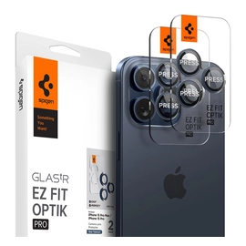 Spigen Glas.tR EZ Fit Optik Pro Apple iPhone 15 Pro/ iPhone 15 Pro Max, Tempered kameravédő fólia, kék titánium (2db)