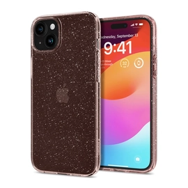 Spigen Liquid Crystal Glitter Apple iPhone 15 Plus tok, csillámos rózsaszín átlátszó