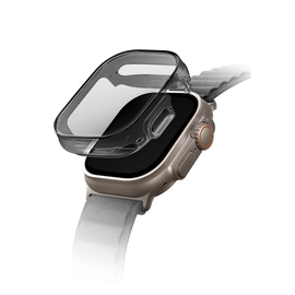 Uniq Garde Hybrid Apple Watch Ultra 49mm tok, tempered kijelző fóliával, fekete-átlátszó