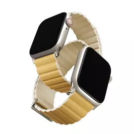 Uniq Revix Premium mágneses szilikon szíj Apple Watch 38/40/41mm, sárga/csont