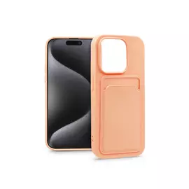 Apple iPhone 15 Pro Max szilikon hátlap kártyatartóval - Card Case - rózsaszín