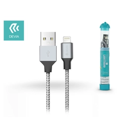 Devia USB - Lightning  töltő- és adatkábel 1 m-es vezetékkel - Devia Tube       Lightning USB 2.4A - ezüst/fekete