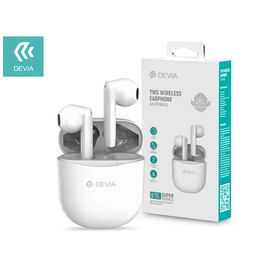 Devia TWS Bluetooth sztereó headset v5.0 + töltőtok - Devia Joy A10 Series True Wireless Earphones with Charging Case - fehér