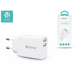 Devia 2xUSB hálózati töltő adapter - 5V/2,4A - Devia Smart Series 2 USB Charger - fehér