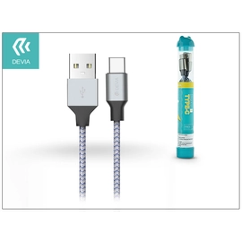 Devia USB - USB Type-C töltő- és adatkábel 1 m-es vezetékkel - Devia Tube for   Type-C USB 2.4A - ezüst/kék