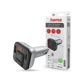 HAMA Bluetooth FM-transmitter/szivargyújtó töltő - USB +Type-C + MP3 +          kártyaolvasó + PD + QC 3.0 - ezüst/fekete