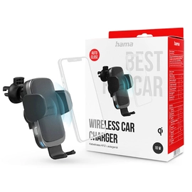 HAMA szellőzőrácsba illeszthető vezeték nélküli autós töltő/tartó - 10W - HAMA  FC-10 Motion Wireless Car Charger - fekete