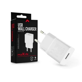 Maxlife USB hálózati töltő adapter - 5W - Maxlife MXTC-01 USB Wall Charger -    fehér