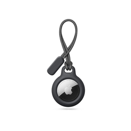 Szilikon védőtok és rögzítő kulcstartó Apple AirTag nyomkövetőhöz - Rough Chain - fekete (ECO csomagolás)
