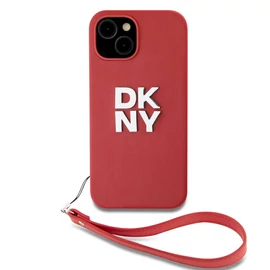 DKNY PU Leather Stack Logo csukló pántos tok iPhone 13 készülékhez piros