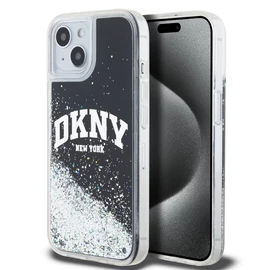 DKNY Liquid Glitter Arch Logo tok iPhone 15 készülékhez fekete