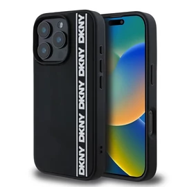 DKNY 3D Rubber Repeat Logo Line tok iPhone 16 Pro készülékhez fekete