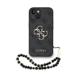 Guess PU 4G Metal Logo Strap tok iPhone 15 készülékhez fekete