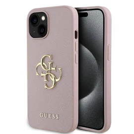 Guess PU Grained 4G Metal Logo tok iPhone 15 készülékhez rózsaszín