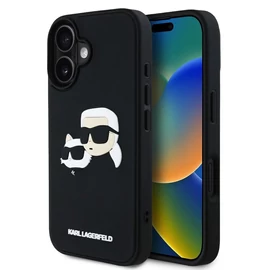 Karl Lagerfeld 3D Rubber Double Heads tok iPhone 16 készülékhez fekete