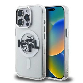 Karl Lagerfeld IML Glitter Karl and Choupette Sketch MagSafe tok iPhone 15 Pro Max készülékhez átlátszó